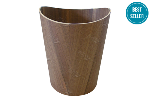 Round wooden waste bin