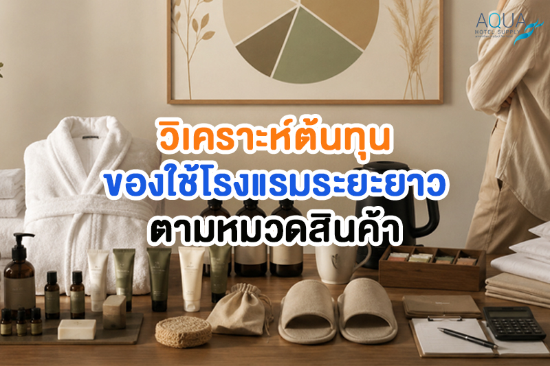 ตารางวิเคราะห์การลดต้นทุนของใช้ในโรงแรมระยะยาวตามหมวดสินค้า
