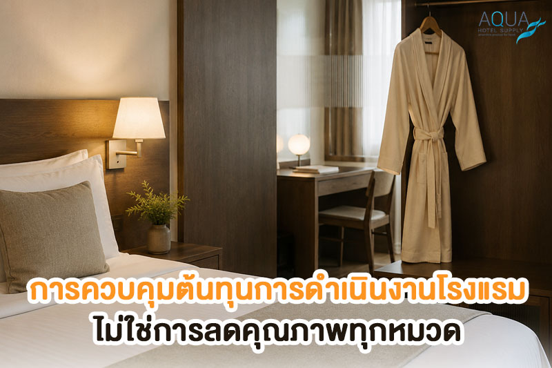 ภาพห้องพักโรงแรมที่จัดวางของใช้คุณภาพเหมาะสมพร้อมเช็กลิสต์ต้นทุน