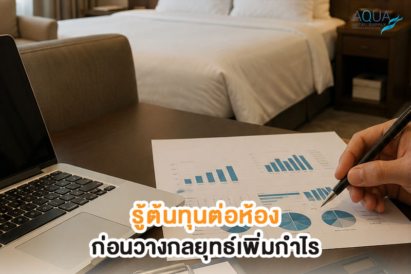  ภาพตารางวิเคราะห์ต้นทุนต่อห้องพักโรงแรมพร้อมหมวดสินค้าและของใช้ในห้องพัก